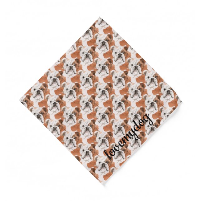 Bulldog sad face dog bandana (Front)