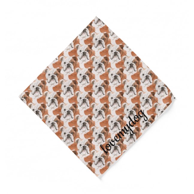 Bulldog sad face dog bandana