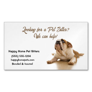 Bulldog Sadly Looking for a Pet Sitter Dog Walker Business Card Magnet