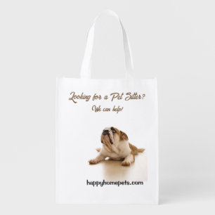 Bulldog Sadly Looking for a Pet Sitter Dog Walker Grocery Bag