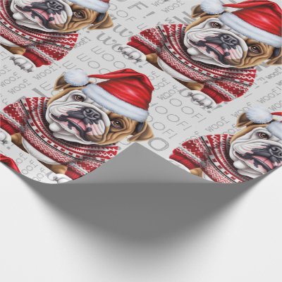 Bulldog Santa Christmas for Dog Lovers Wrapping Paper