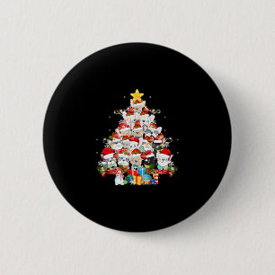 Bulldog Santa Claus Xmas Tree Lights Merry Christm Button