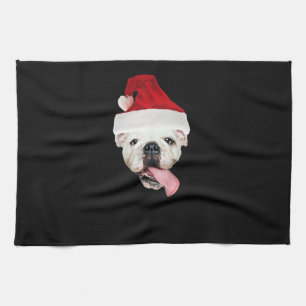 Bulldog Santa Essential T-Shirt Kitchen Towel