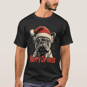 Bulldog Santa Hat Merry Christmas Xmas Dog Lover P T-Shirt