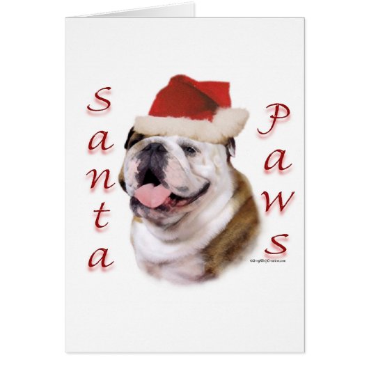 Bulldog Santa Paws Cards (Front)
