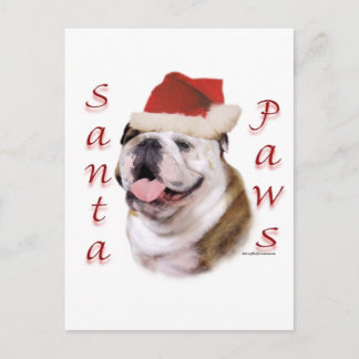 Bulldog Santa Paws Holiday Postcard