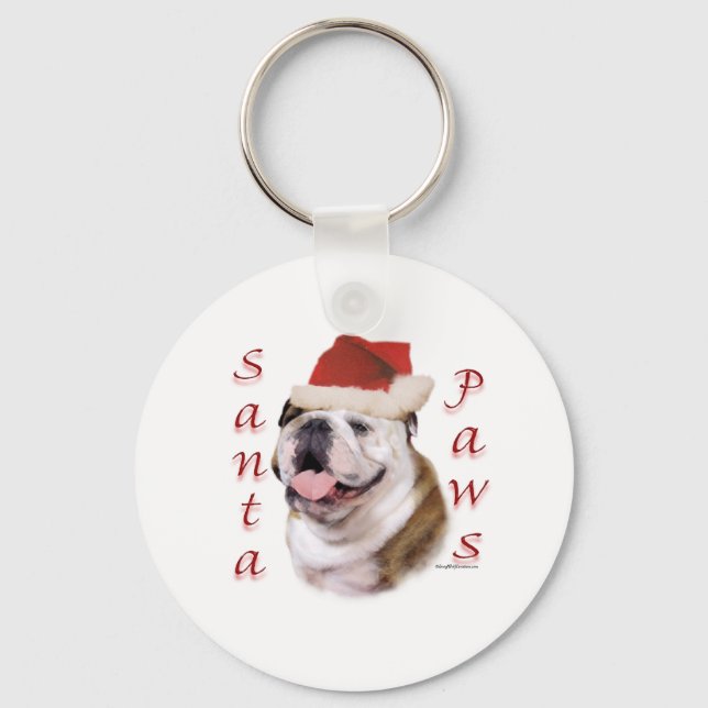 Bulldog Santa Paws Keychain (Front)