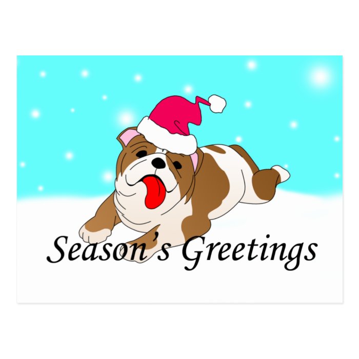 Bulldog Santa Postcard