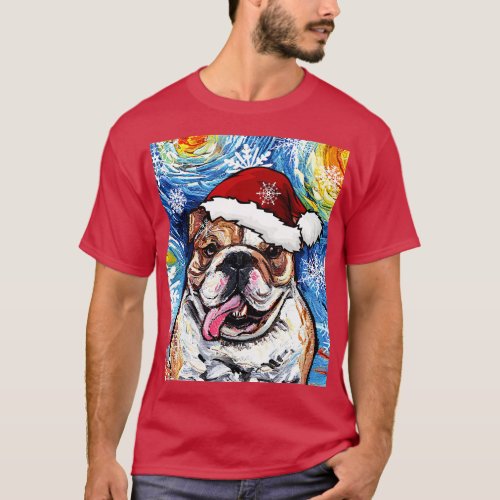 Bulldog Santa T_Shirt