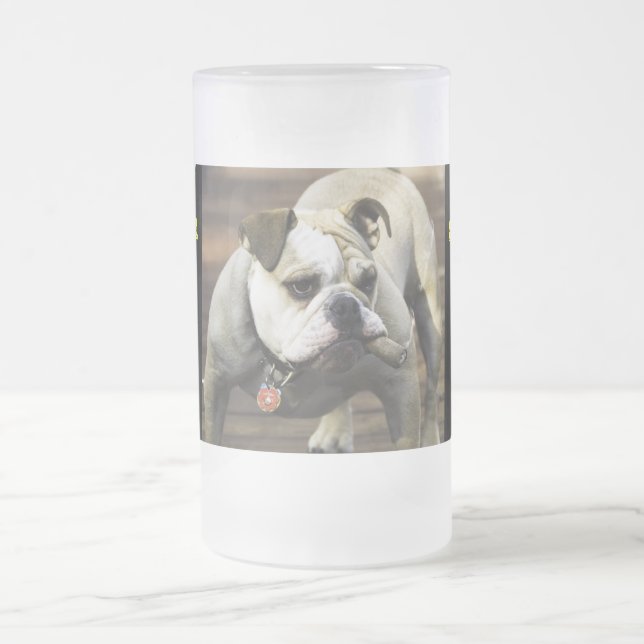 BULLDOG / SEMPER FI FROSTED GLASS BEER MUG (Center)