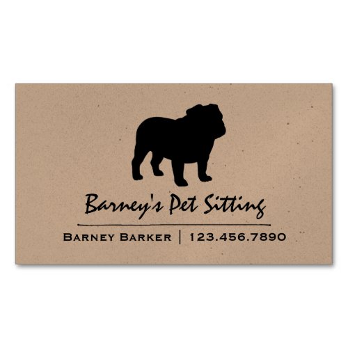 Bulldog Silhouette Business Card Magnet