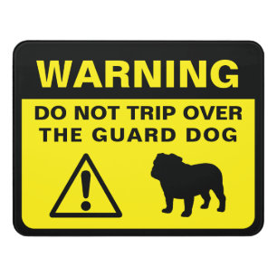 Bulldog Silhouette Guard Dog Warning Door Sign