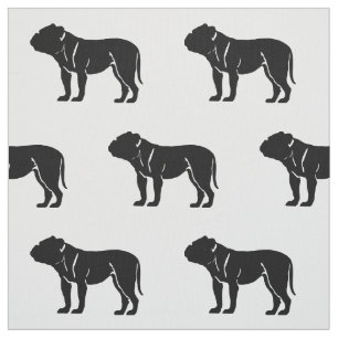 Bulldog Silhouette Pattern Pets Fabric