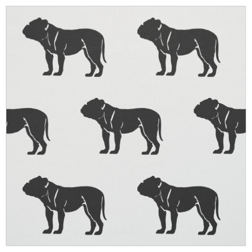 Bulldog Silhouette Pattern Pets Fabric