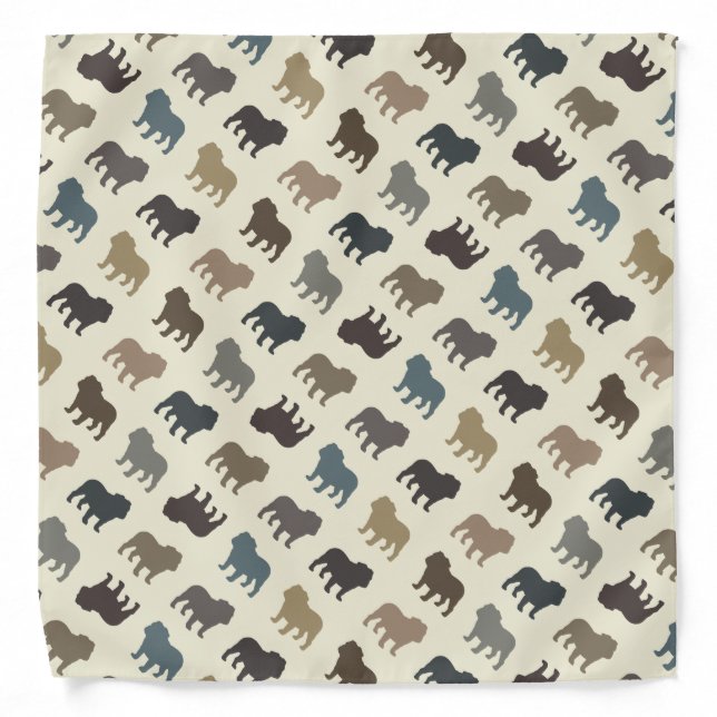 Bulldog Silhouettes Pattern Bandana (Front)