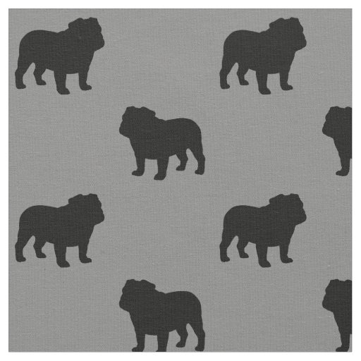 Bulldog Silhouettes Pattern | Dog Breed Grey Fabric