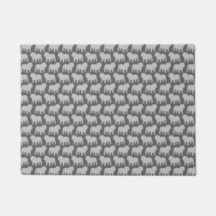 Bulldog Silhouettes Pattern Dog Lover's Grey Doormat