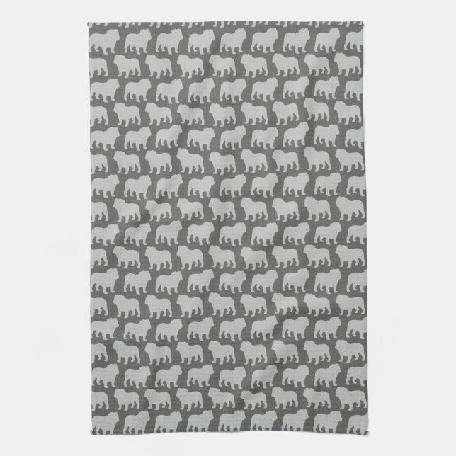 Bulldog Silhouettes Pattern Towel (Vertical)