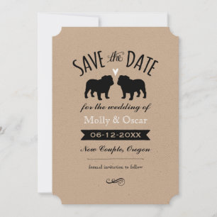 Bulldog Silhouettes Wedding Save the Date