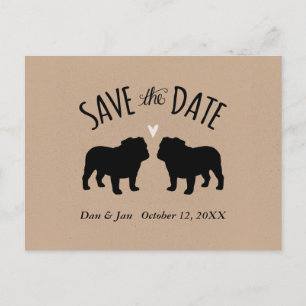 Bulldog Silhouettes Wedding Save the Date Announcement Postcard