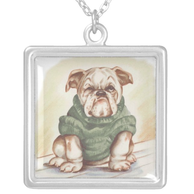 bulldog silver plated necklace (Front)
