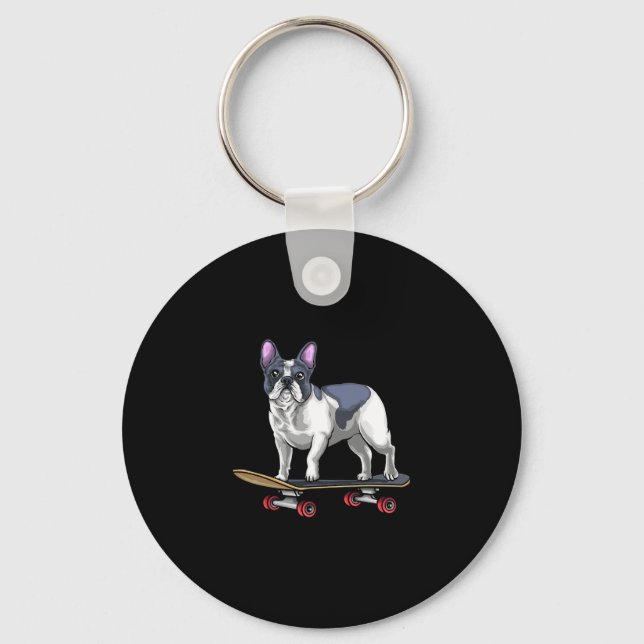 Bulldog Skateboard Skateboarding  Keychain (Front)