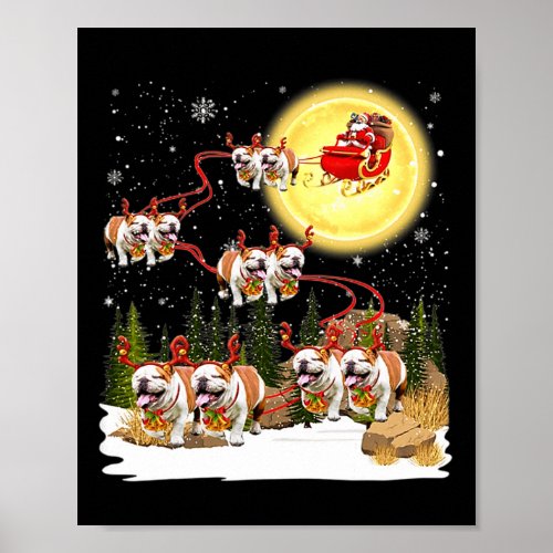 Bulldog Sleigh Christmas Decoration Santa Claus Xm