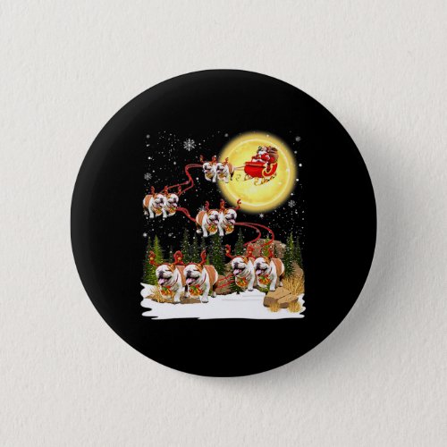 Bulldog Sleigh Christmas Decoration Santa Claus Xm Button