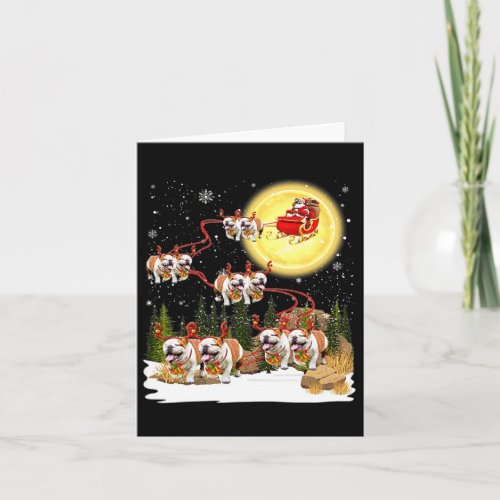 Bulldog Sleigh Christmas Decoration Santa Claus Xm Card