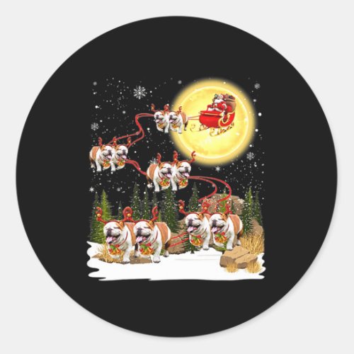 Bulldog Sleigh Christmas Decoration Santa Claus Xm Classic Round Sticker