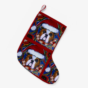Bulldog small christmas stocking