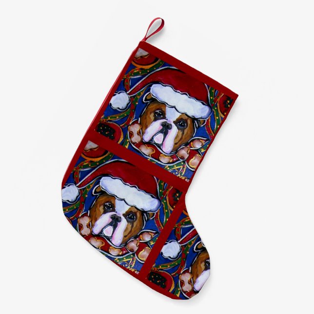 Bulldog       small christmas stocking (Front (Hanging))
