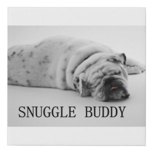 bulldog snuggle buddy faux canvas print