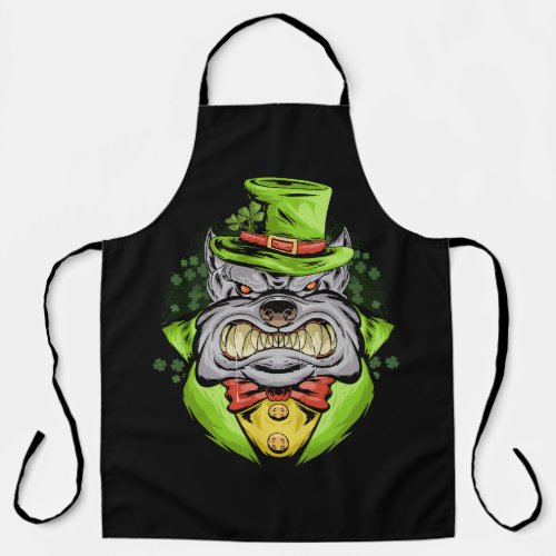 bulldog st patrick day in green hat and coat apron