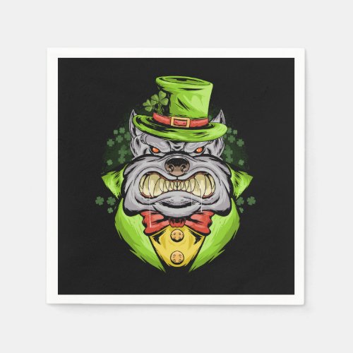 bulldog st patrick day in green hat and coat napkins