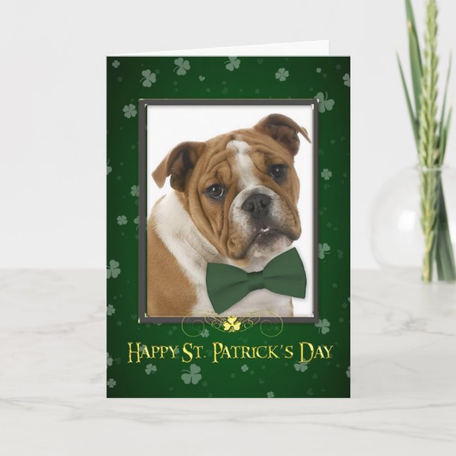Bulldog St. Patrick's Day Card (Front)