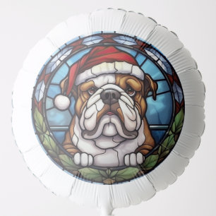 Bulldog Stained Glass Christmas Balloon