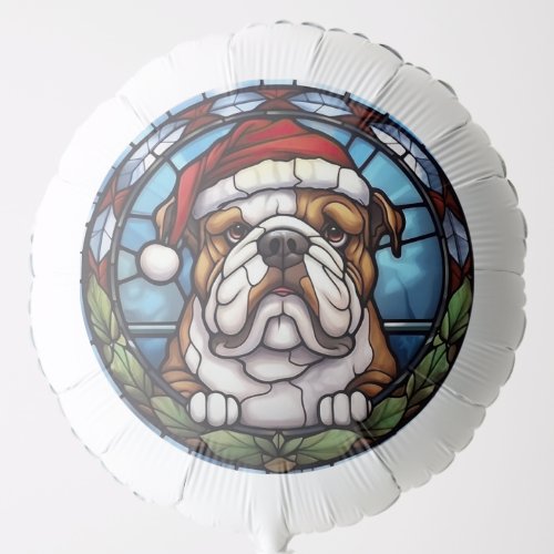 Bulldog Stained Glass Christmas  Balloon