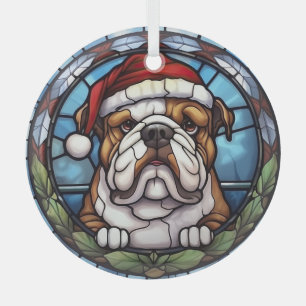 Bulldog Stained Glass Christmas  Ornament