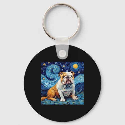 Bulldog Starry Night _ English Bulldog  Keychain