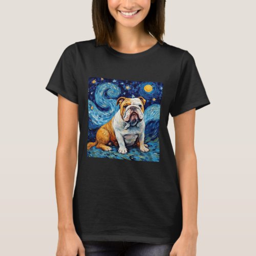 Bulldog Starry Night _ English Bulldog  T_Shirt