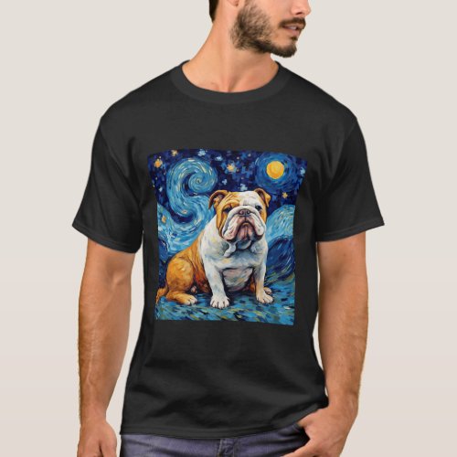 Bulldog Starry Night _ English Bulldog  T_Shirt