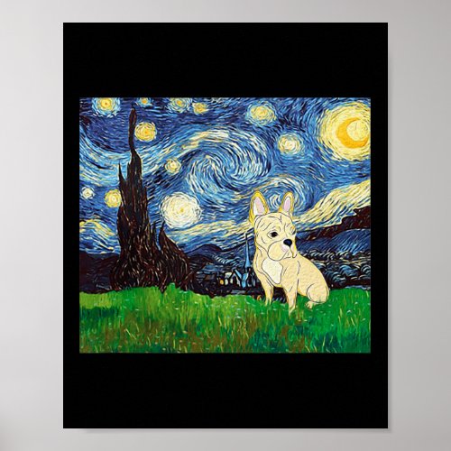 Bulldog Starry Night Inspired Dog Art Owner Artsy  Poster