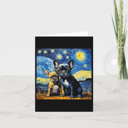 Bulldog Starry Night Van Gogh Painting Art  Card