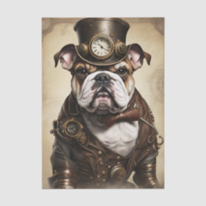 Bulldog Steampunk Decoupage Tissue Paper