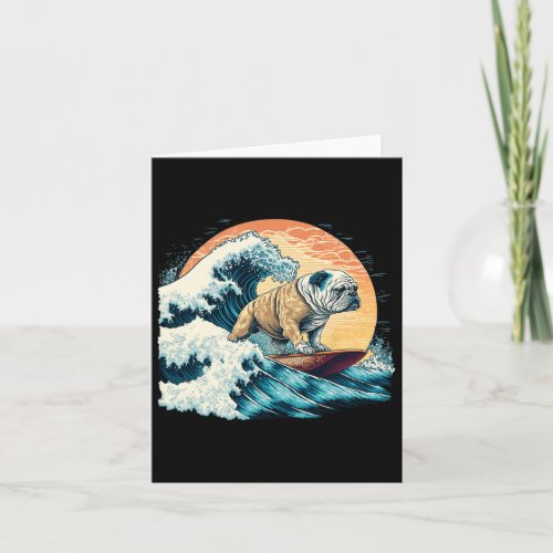 Bulldog Surfing On The Great Wave Of Kanagawa  Card