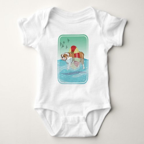 Bulldog Swimming in the ocean Baby Bodysuit