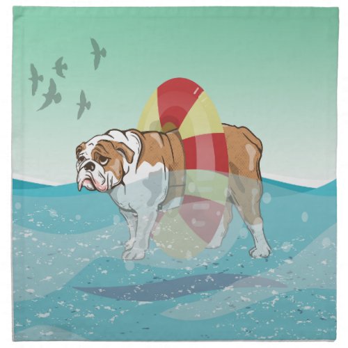 Bulldog Swimming in the ocean Cloth Napkin