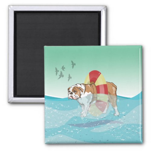 Bulldog Swimming in the ocean Magnet