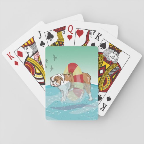 Bulldog Swimming in the ocean Playing Cards